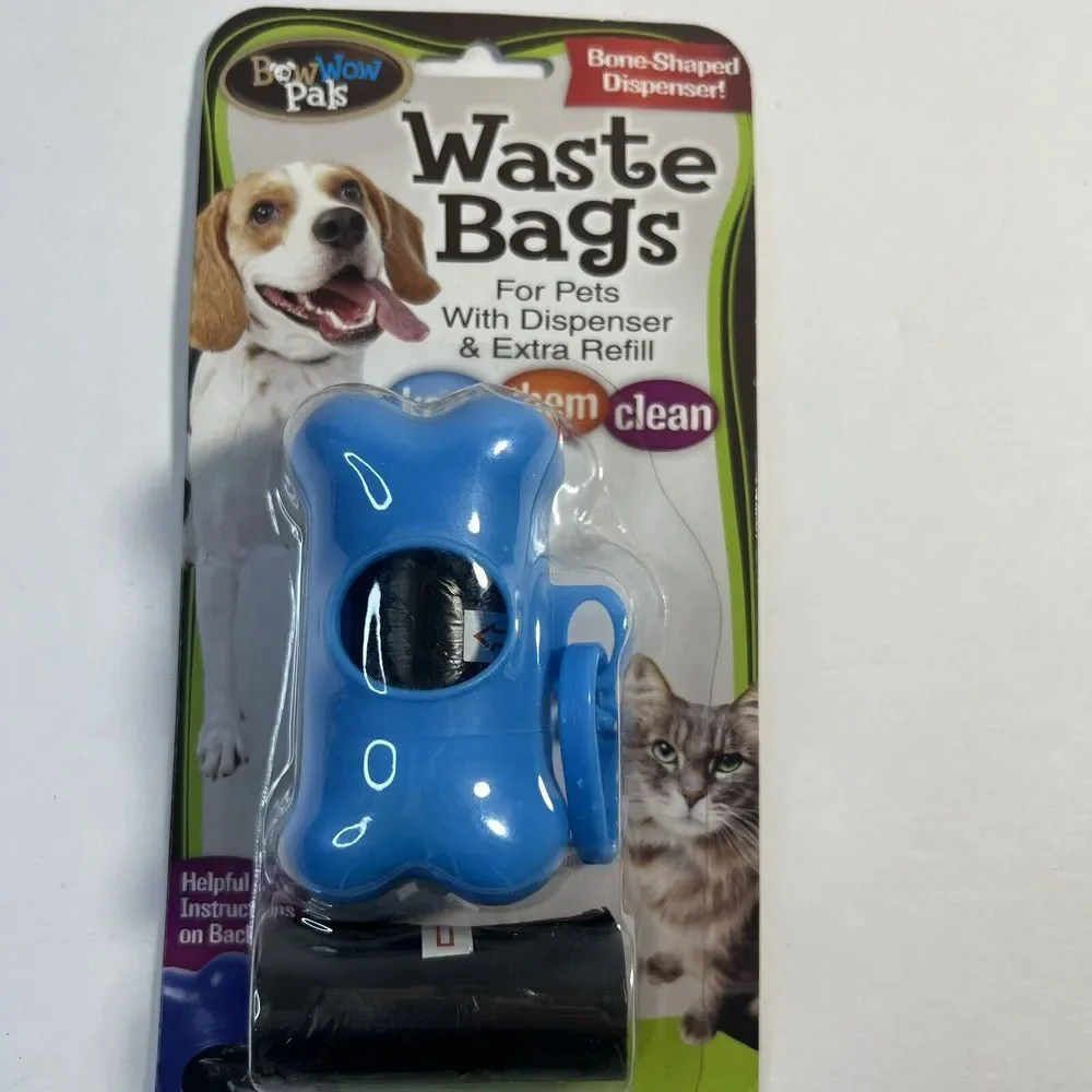 Doggie Bundle New Waste‎ Bags W/Dispenser, Collar & Chew Rope Ring W/Ball Toy